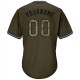 Custom Olive Camo-Black Authentic Salute To Service Throwback Rib-Knit Baseball Jersey Shirt