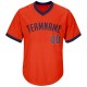 Custom Orange Navy-White Authentic Throwback Rib-Knit Baseball Jersey Shirt