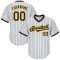 Custom White Brown Strip Brown-Gold Authentic Throwback Rib-Knit Baseball Jersey Shirt