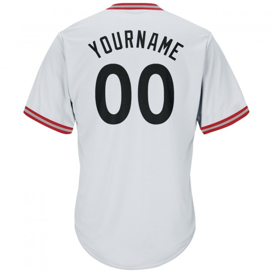 Custom White Black-Red Authentic Throwback Rib-Knit Baseball Jersey Shirt