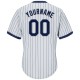 Custom White Navy Strip Navy-Gray Authentic Throwback Rib-Knit Baseball Jersey Shirt