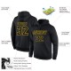 Custom Stitched Black Black-Gold Sports Pullover Sweatshirt Hoodie