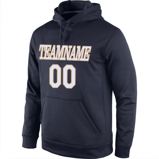 Custom Stitched Navy White-Old Gold Sports Pullover Sweatshirt Hoodie