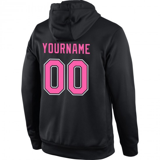 Custom Stitched Black Pink-White Sports Pullover Sweatshirt Hoodie