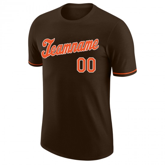 Custom Brown Orange-White Performance T-Shirt