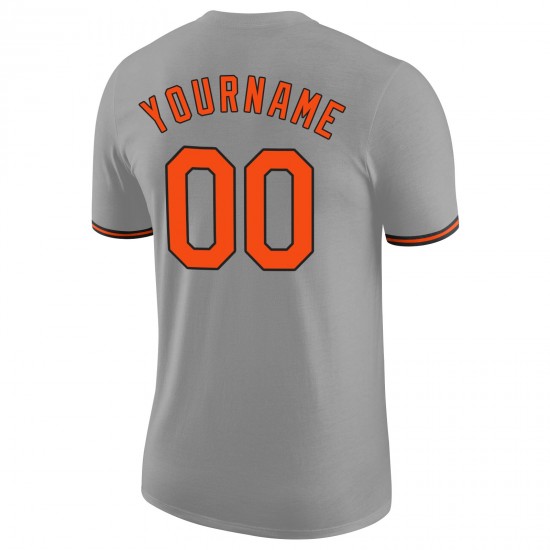 Custom Gray Orange-Black Performance T-Shirt