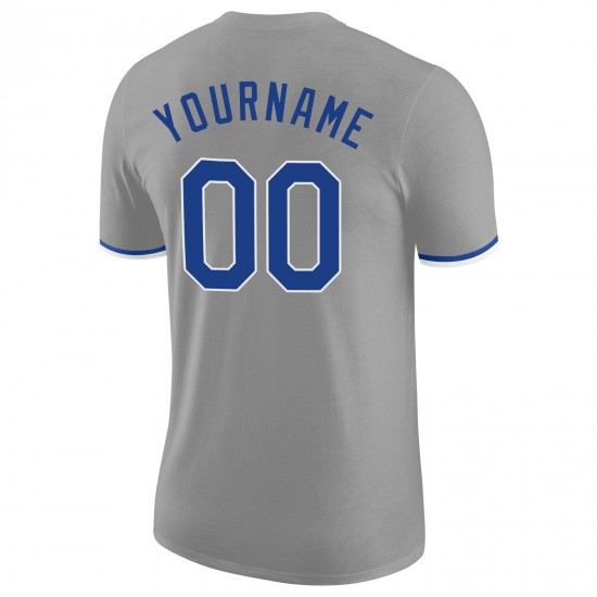 Custom Gray Royal-White Performance T-Shirt