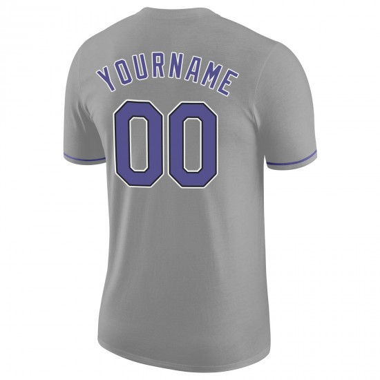 Custom Gray Purple-Black Performance T-Shirt