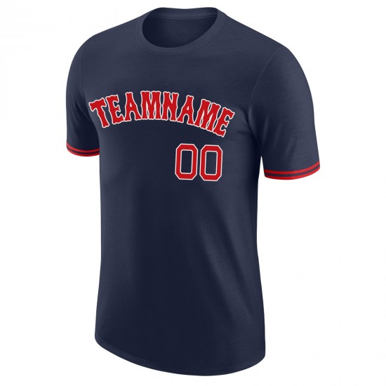 Custom Navy Red-White Performance T-Shirt