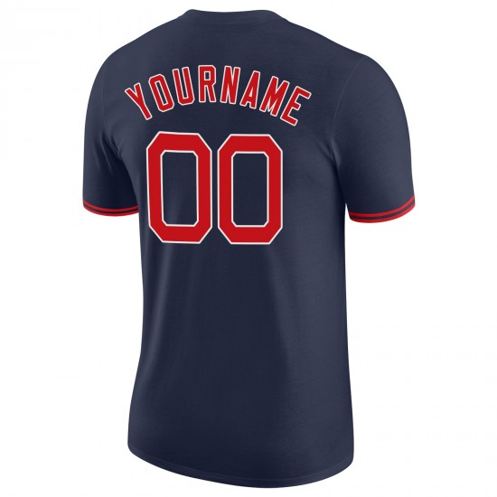 Custom Navy Red-White Performance T-Shirt