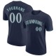 Custom Navy Gray-Aqua Performance T-Shirt