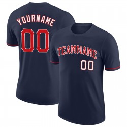 Custom Navy Red-White Performance T-Shirt