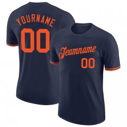 Custom Navy Orange Performance T-Shirt