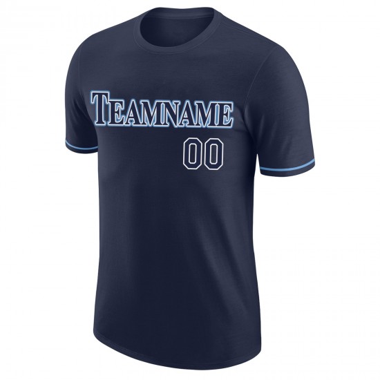 Custom Navy Navy-Powder Blue Performance T-Shirt