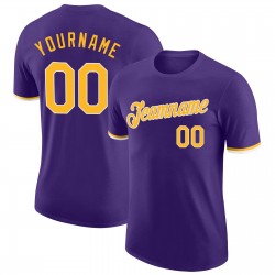 Custom Purple Gold-White Performance T-Shirt