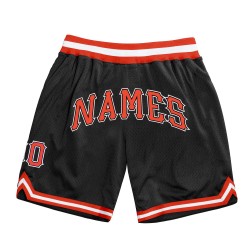 Custom Black Orange-White Authentic Throwback Basketball Shorts