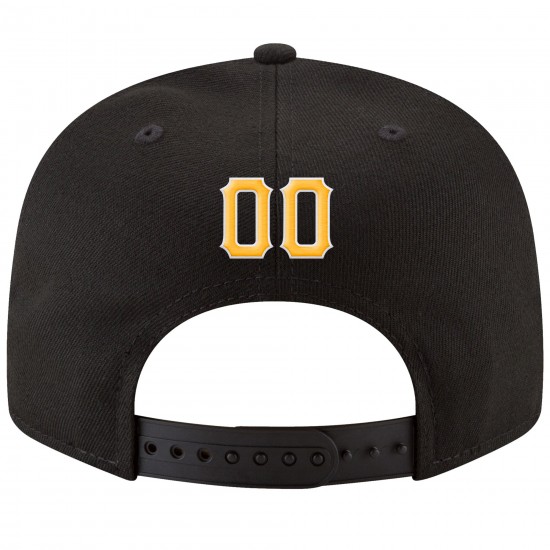 Custom Black Gold-White Stitched Adjustable Snapback Hat