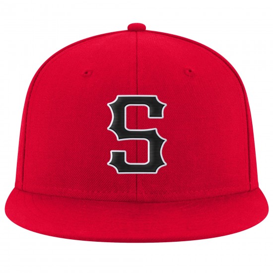 Custom Red Black-White Stitched Adjustable Snapback Hat