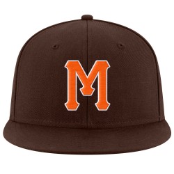 Custom Brown Orange-White Stitched Adjustable Snapback Hat