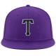 Custom Purple Black-White Stitched Adjustable Snapback Hat