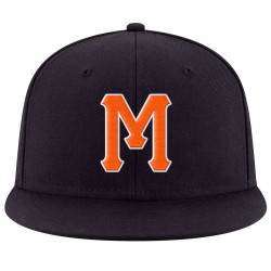 Custom Navy Orange-White Stitched Adjustable Snapback Hat