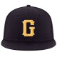 Custom Navy Gold-White Stitched Adjustable Snapback Hat