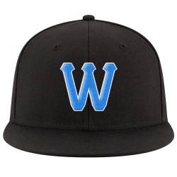 Custom Black Powder Blue-White Stitched Adjustable Snapback Hat