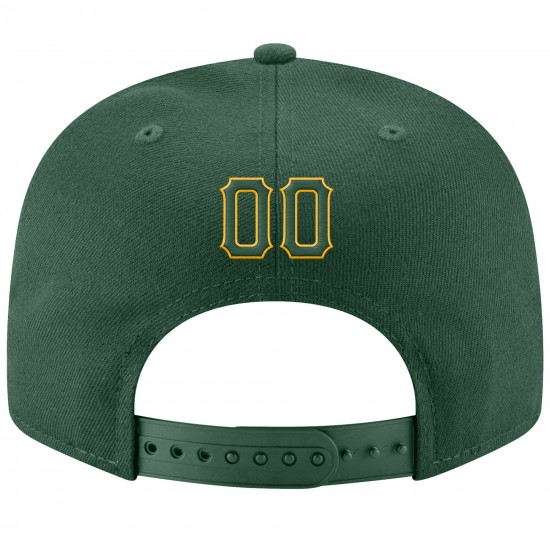 Custom Green Green-Gold Stitched Adjustable Snapback Hat