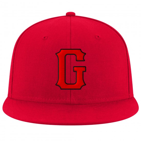 Custom Red Red-Black Stitched Adjustable Snapback Hat