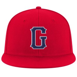 Custom Red Navy-White Stitched Adjustable Snapback Hat