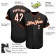 Custom Black White-Orange Authentic Baseball Jersey