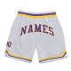 Custom White Purple-Gold Authentic Throwback Basketball Shorts