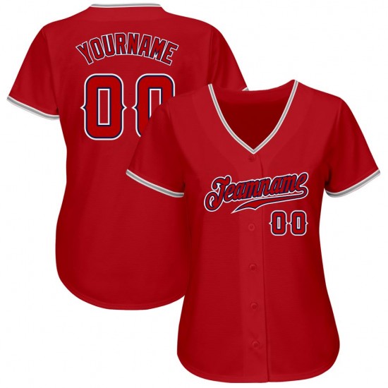 Custom Red Red-Navy Authentic Baseball Jersey