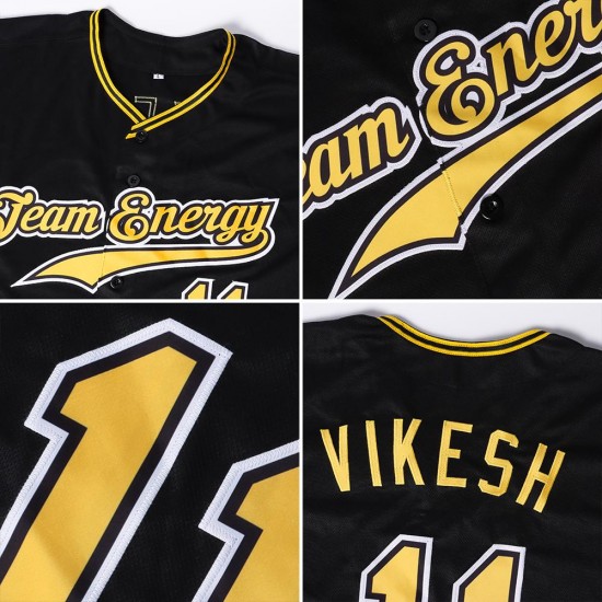 Custom Black Crimson-Khaki Authentic Baseball Jersey