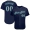 Custom Navy Gray-Aqua Authentic Baseball Jersey