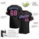 Custom Black Pink-Light Blue Authentic Baseball Jersey