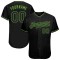 Custom Black Black-Neon Green Authentic Baseball Jersey