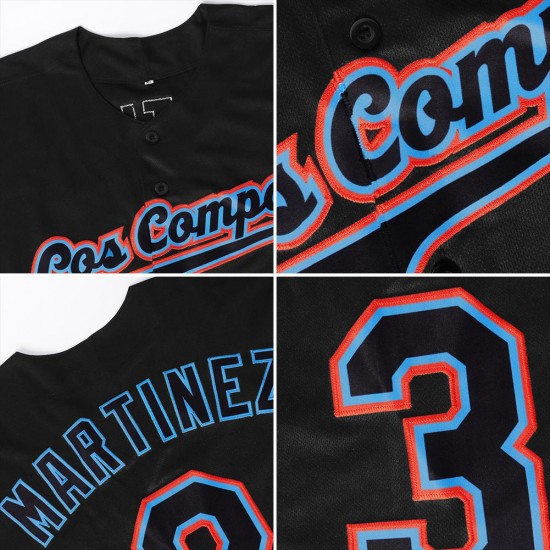 Custom Black Aqua Authentic Baseball Jersey