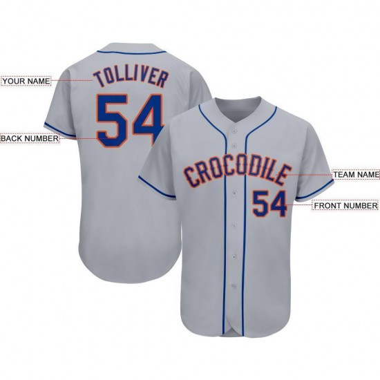 Custom Gray Royal-Orange Baseball Jersey