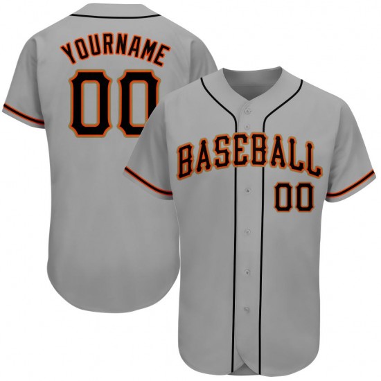 Custom Gray Black-Orange Authentic Baseball Jersey