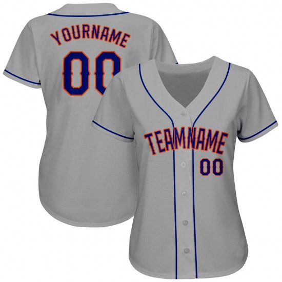 Custom Gray Royal-Orange Authentic Baseball Jersey