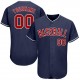 Custom Navy Red-White Authentic Baseball Jersey