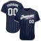 Custom Navy White Strip White-Gray Authentic Baseball Jersey