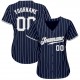 Custom Navy White Strip White-Gray Authentic Baseball Jersey