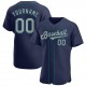 Custom Navy Gray-Aqua Authentic Baseball Jersey