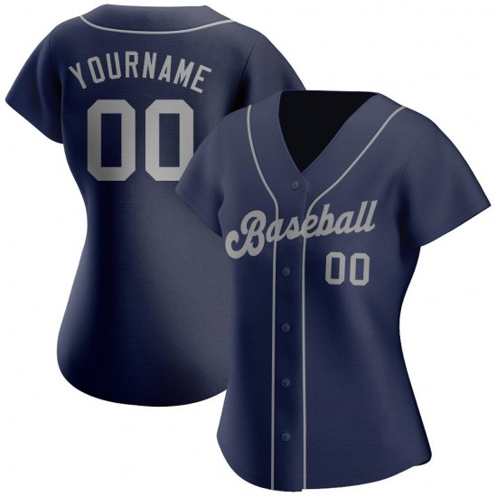 Custom Navy Gray Authentic Baseball Jersey