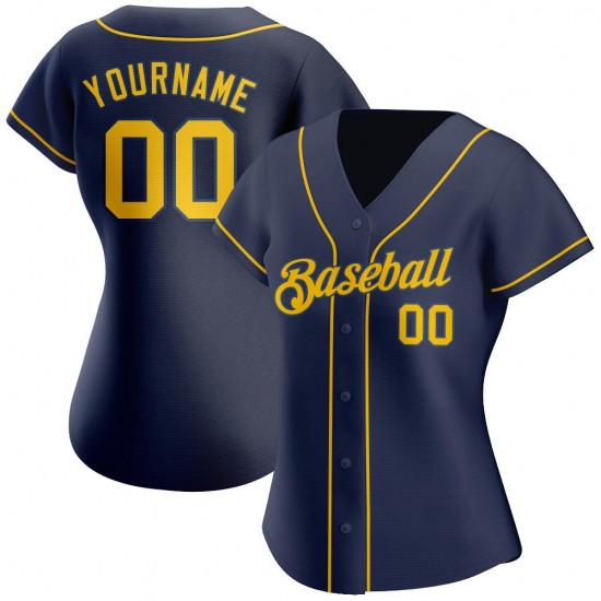 Custom Navy Gold-Navy Authentic Baseball Jersey