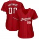 Custom Red Black Strip White-Black Authentic Baseball Jersey