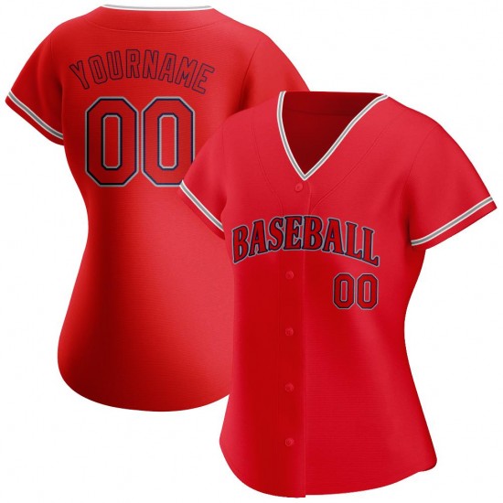 Custom Red Red-Navy Authentic Baseball Jersey