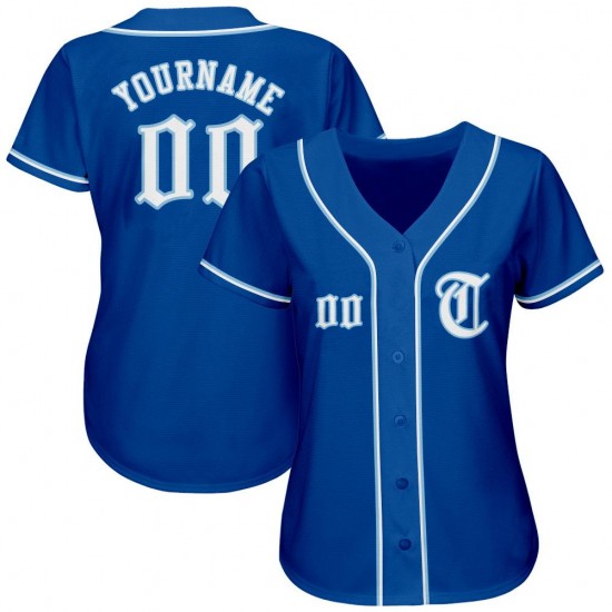 Custom Royal White-Light Blue Authentic Baseball Jersey